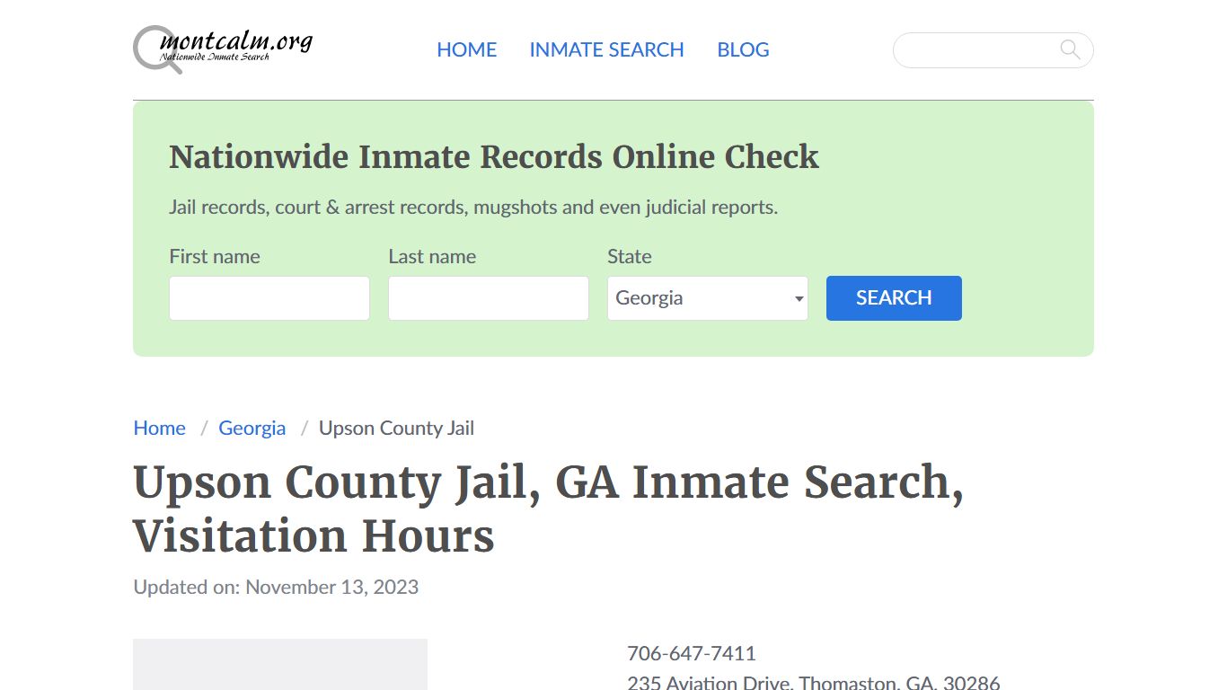 Upson County Jail, GA Inmate Search, Visitation Hours