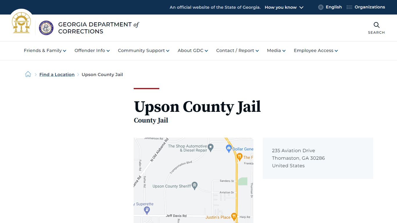 Upson County Jail | Georgia Department of Corrections