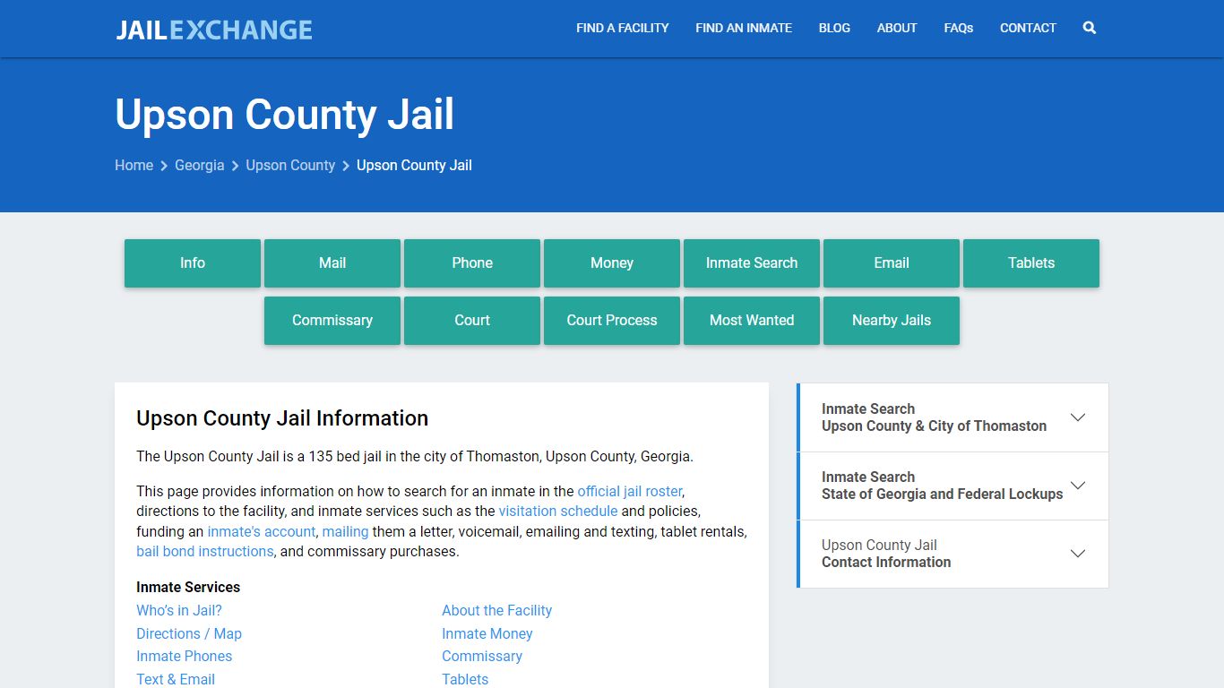 Upson County Jail, GA Inmate Search, Information
